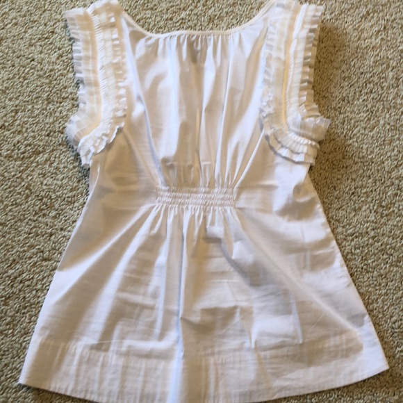 BCBG White ruffle keyhole sleeveless top blouse - Picture 4 of 4